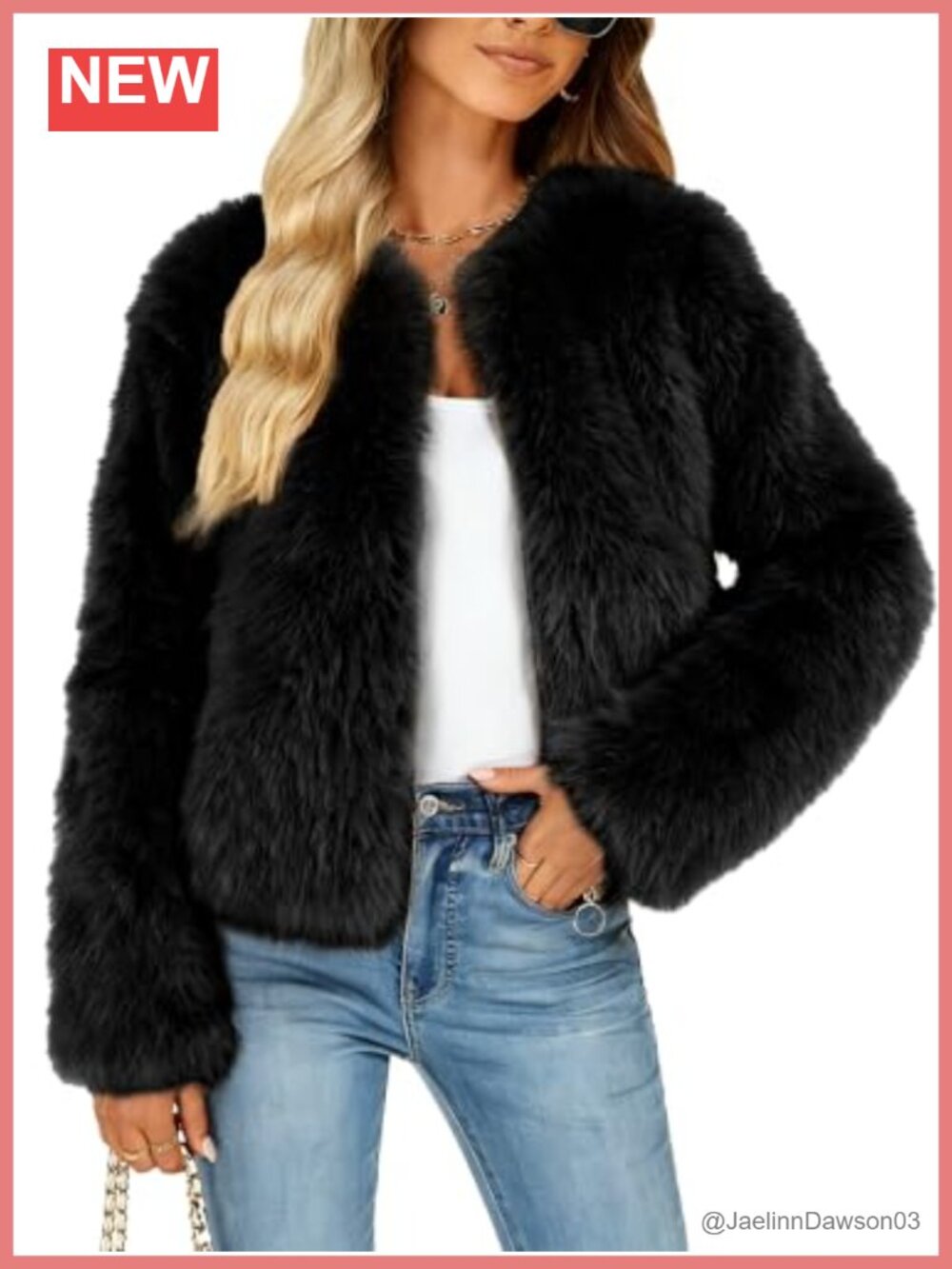 Faux Fur Coat Winter Warm Cropped Jacket Zip Up Outerwear
